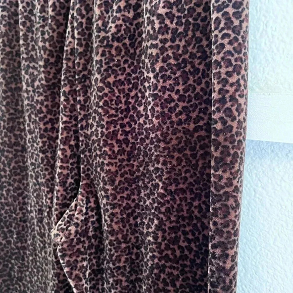 Jumping Joy Womens Leopard Velvet Velour Vintage Pull On Pant Leggings Sz S 90s - Picture 2 of 11